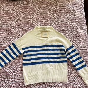 TRUTH Cream and Blue Striped Women's Sweater